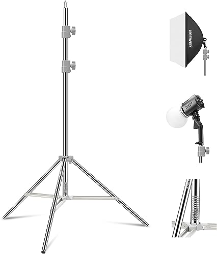 NEEWER Support de lumière amélioré de 75'/190cm en Acier Inoxydable à Ressort,trépied de Photographie Pliable pour lumière annulaire LED Strobe Softbox,Charge maximale 13,5lb/6,5kg,ST-190SS