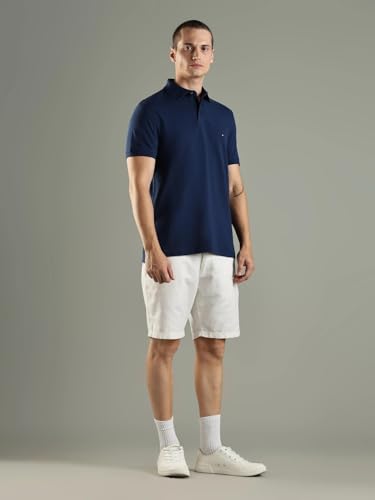 Image of Tommy Hilfiger Solid Regular fit Cotton Polo t-Shirt