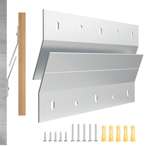 EFUTURETIME 1 Paire Rail Fixation Miroir Lourd en Z 20cm, Fixation Cadre Lourd Supports Alliage d'Aluminium avec Inclinaison de 16° pour Tête de Lit,...