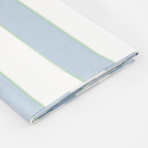 Image of Meri Meri Blue Stripe Tablecloth - Laminated Paper, 102 inch x 54 inch, Party & Baby Shower Decor (Pack of 2)