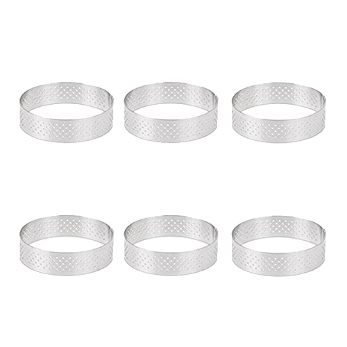 Sirxlevcy Lot de 6 anneaux de gâteau en acier inoxydable de 6 cm - En de cercle de tartes - Cercle - Vérifié de la chaleur - Moule à gâteau perforé