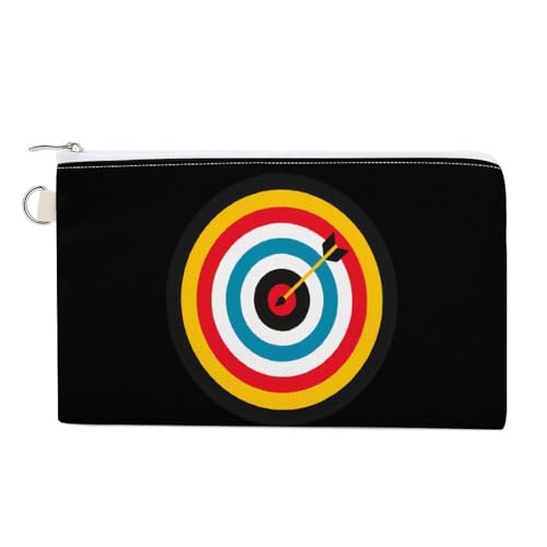 Archery Bullseye Target Sports Small Coin Purse Canvas Coin Case Cute Change Purse Pouch Pocket Wallet for Home Travel
