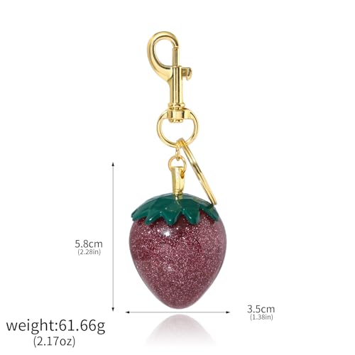 Image of Fruit Bag Charm Keychain - Gold Key Chain, Cute Purse Handbags Accessories - Beautiful Gift for Women