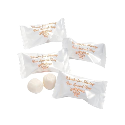 Fun Express Wedding Favors for Guests Bulk 100 - Thank You Buttermints Individually Wrapped Gold & White | Premium Butter Mints for Bridal Shower Party Favors & Special Occasions - 108 Count