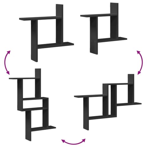 Modern Floating Wall Shelves Set of 3, Black Engineered Wood Storage for Books and Photos, Minimalist Display Shelves for Living Room and Office Organization - Image 8