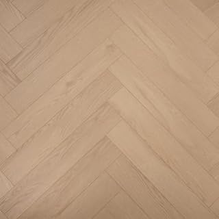 Laminate Flooring Hard Wearing 12mm Thick Herringbone – Modern Wood Effects, Click Fit, Water-Resistant Laminate – Ideal for Living, Bedroom & Hallway Floors - 1.8m² Coverage Per Pack (Natural Oak)