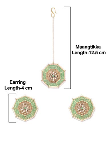 Meenakari Ethnic Stud Earring & Maangtikka Set For Women