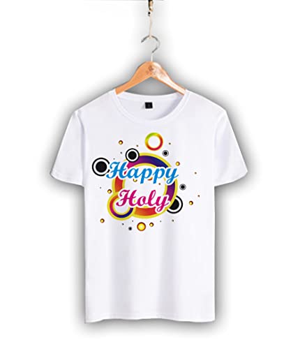 Image of DECOR PRODUCTION Men's /Women's Regular Fit -Colourful - Holi Tshirt Shirt for Men /Women Printed Round Neck Tshirt || Mens /Womens Tshirts Polycotton Half Sleeve(Moq5-Holi-tshirt-pt02-04-S)
