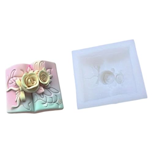 Artistics Rose and Book Theme Silicone for Soap Candy Creation Holiday Gift