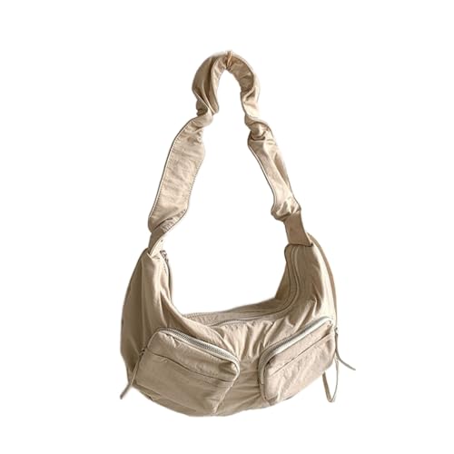Sac à bandoulière en nylon kaki à cordons de serrage plissés