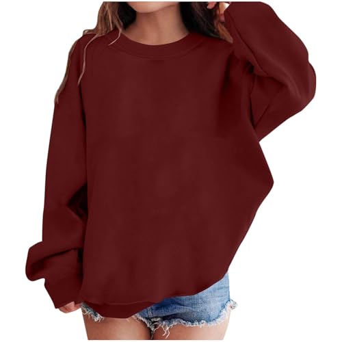 2025 Girl Fleece Lined Sweatshirt Long Sleeve High Elastic Top Crew Neck Warm Pullover Chunky Winter Fall Sweatshirts3