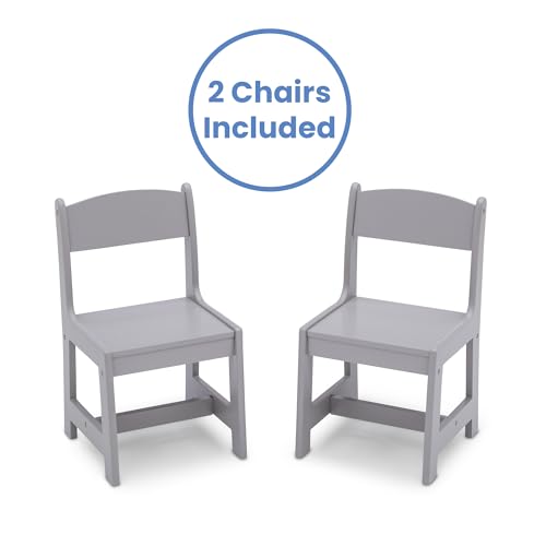 Delta Children MySize Kids Wood Table and Chair Set (2 Chairs Included) - Ideal for Arts & Crafts, Snack Time & More - Greenguard Gold Certified, Grey, 3 Piece Set