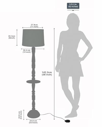 Image of HomesakeRustic Wood Floor Lamp for Living Room Walnut Brown with Multicolor Lamp Shade | Light Decor for Home Corner Lamp for Living Room & Bedroom | Antique Standing Lamp, Tray End Table, Bird