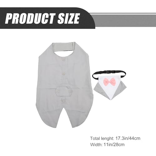 Disfraz de perro esmoquin para boda con pañuelo gris, talla M miniatura 2