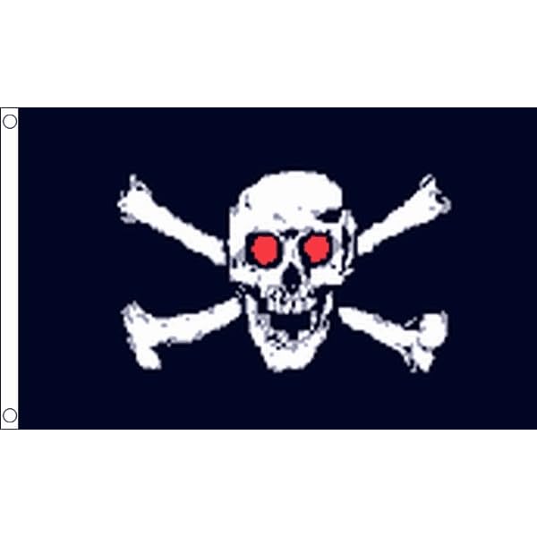 Flagtex Pirate Flags Pirate Red Eyes 5ft x 3ft (150cm x 90cm) - Scary Pirate Banner with Red Eyes, Jolly Roger Flag for Garden Display, Halloween Pirate Decorations — image 1