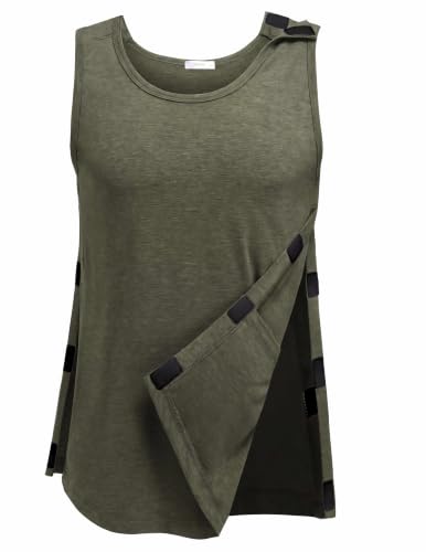 Deyeek Shoulder Surgery Shirts Chemo Port Shirts for Men Post Rotator Cuff Surgery Clothing for Surgery Recovery Tank Tops