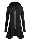 Zeagoo Womens Hoodies Long Plus Size Zipper Tunic Sweatshirt Casual Lightweight Fleece Jackets Black XX-Large