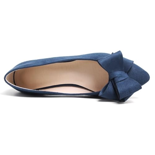 Image of TN TANGNEST Women's Flats Comfortable Dressy Slip On | Pointed Toe Bow Ballet Shoes, Business Casual Office Flats, Suede Flat Shoes