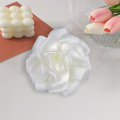 Image of Flower Brooch Pins for Women 5.5in Lapel Pins Large Rose Floral Brooches Dainty Satin Fabric Brooches Rose Flower Hair Clips Wedding Party Dance Clothes Accessories Jewelry