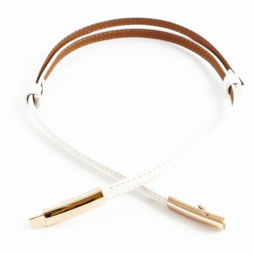 WESIEVYA Cinturón de Cuero Blanco Elegante Accesorio de Vestir y Cinturón Estrecho Chic para Mujer Diseño Fino y Ajustable Adecuado para Fiestas y Bodas