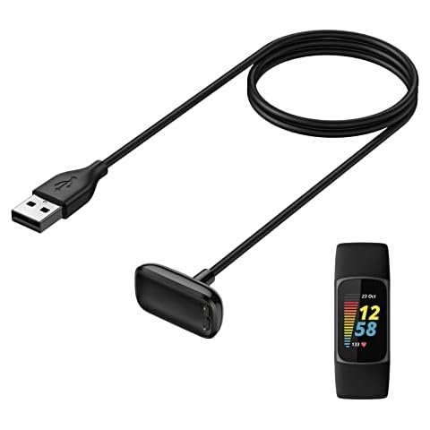 CAVN 1Pack Charger Compatible with Fitbit Charge 5, 3.3ft Replacement USB Charger Cable Portable Charger Charging Dock Compatible with Fitbit Charge 5 Cover