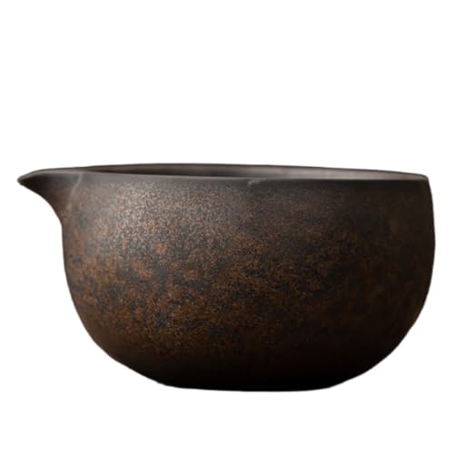 SIzlaho 陶器抹茶碗、注ぎ口付き、手作り抹茶セレモニー茶碗、サラダジュースカップ (D)