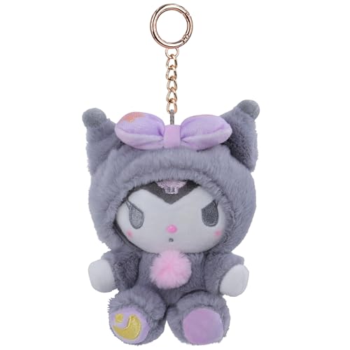 Roffatide Anime Keychain Plush Stuffed Key Chain Cute Key Ring Perfect Birthday Gifts for Women Cartoon Key Chain for Female Male Grey