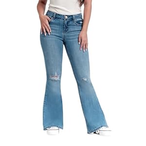1822 Denim Women’s Petite 29″ Mid-Rise Flare Jean in Paisley