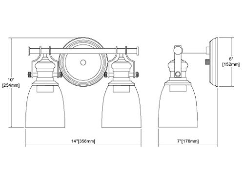 Image of Elk Home Chadwick 2-Light Industrial Vanity Wall Sconce - Satin Nickel, Seeded Glass Shades, 14 Inch Wide