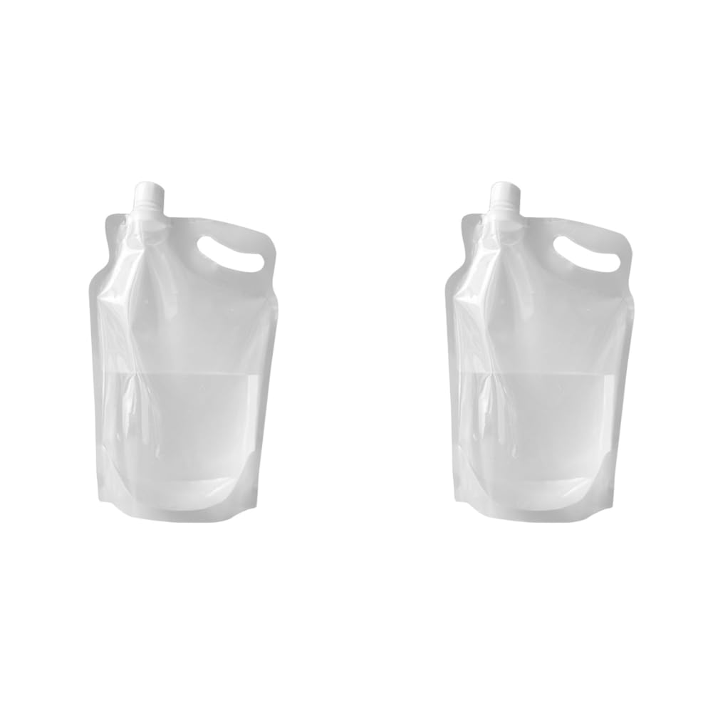 Fiorky 2 Pack Water Container, 2L Collapsible Drinking Car Water Carrier Container, Portable Bags Folding Water Bucket Small Mouth Handle No Leakage for Camping Hiking Cycling Picnic BBQ