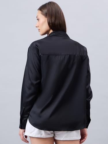 Image of Style Quotient Women Solid Smart Casual Oversized Polycotton Shirt
