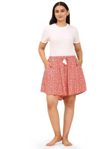 Image of B STORIES Women's Viscose Printed Lounge Culotte Shorts (Pack of 2)