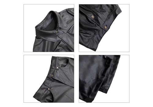 Tbahhir 2 Piece Sexy Leather Outfits for Women Slim Fit Sets Long Sleeve Crop Top and High Waist Flare Pants with Pockets4