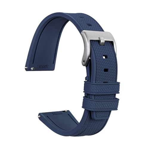 フッ素ゴム製時計バンド ラバーストラップ 20mm 22mm クイックリリース スマートウォッチ スポーツ リストバンド Samsung Galaxy Watch 42 46m用 ブルー 20mm