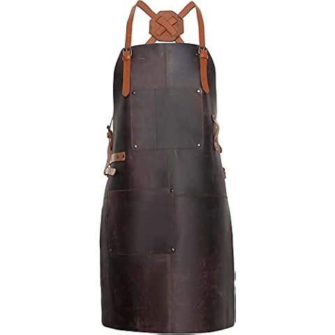 Theodore Black Leather Work Apron with Pockets Cover