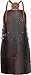 Theodore Top Grain Leather Apron - 32.5” H x 24.5” W with Adjustable Crossback Leather Straps. Our Leather Apron for Men has 2 Large Pockets and a Towel Strap. Grill Apron is Flame & Heat Resistant