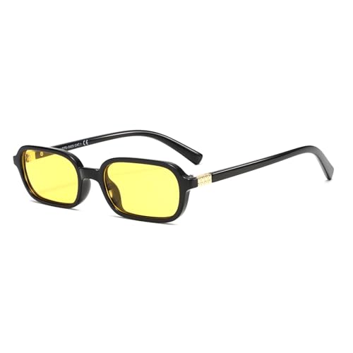 H HELMUT JUST Gafas de Sol Pequeñas para Mujer y Hombre Retro Rectangulares Cristal Amarillo