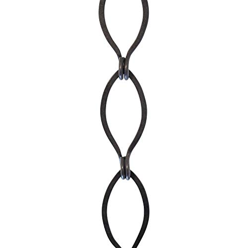 Image of RCH Hardware CH-04-OBB-3 Decorative Oil Bronzed Black Solid Brass Chain for Hanging, Lighting - Sleek Ovals and Unwelded Links (3 ft /1 Yard)