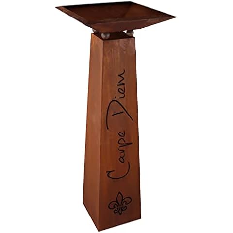 Carpe Diem Patina Metal Column with Bowl Cover