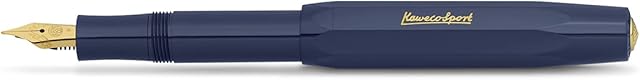 Kaweco Classic Sport Fountain Pen with 23 Carat Gold-Plated Steel Nib and Iridium Tip for Ink Cartridges I Sport Fountain Pen 13.5 cm Black Nib Width (Fine, Blue)