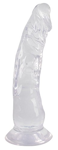 ORION Crystal Dildo - stimulierender Natur-Dildo für Frauen und Männer, in Penisform, mit Reiz-Äderung und ausgeprägter Eichel, Saugfuß, transparent (17,5)