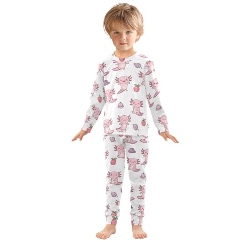 Pajama Sets Long Sleeve Cute Axolotl and Apples Soft Comfy Sleepwear 2 Piece PJS 3-8T2