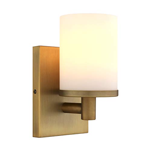 Pathson Vintage 1 Light Wall Light, Industrial Bathroom Vanity Light, Indoor Wall Sconce with Frosted Glass, Wall Mount Light Fixtures for Hallway Bathroom Kitchen Living Room (Antique)