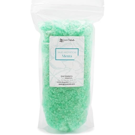 Sales Aromáticas de Menta | Notas herbales y frescas | Ideal para ambientadores y centros de mesa | Color verde | Intenso y duradero | Gran Velada. I 1000 gr