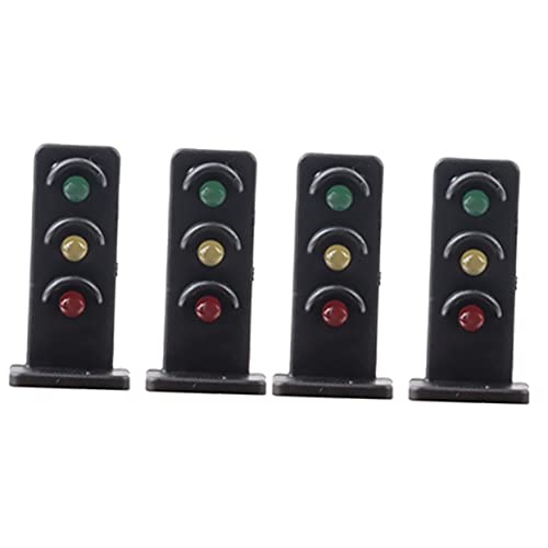 BEBEMOKO 2sets Mini Railroad Lamp Model Table Lamp for Railroad Train Layout Scene Decor Realistic Traffic Light for Miniature Landscape Light 2pcs*2
