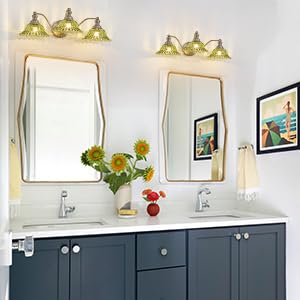 Image of XIEDUN Brushed Nickel Green 3 Light Vanity Light Bathroom Light