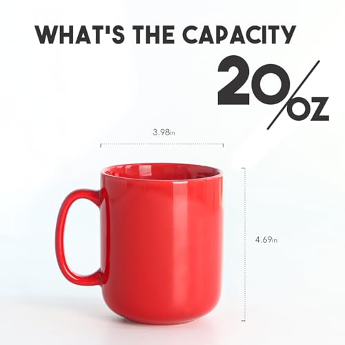 Taza grande de cerámica roja 20 oz con asa miniatura 2