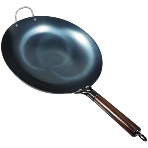 Wok de Hierro Sazonado 32cm con Mango de Madera miniatura 1