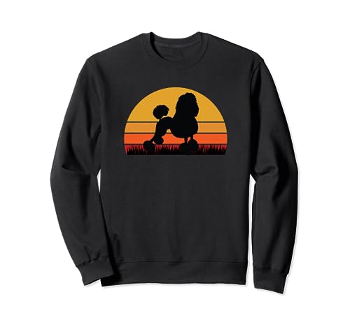 Poodle Dog Pet - Sunset Cute Dog Dad Mom Sweatshirt, Black
