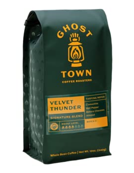Ghost Town Coffee Roasters "Velvet Thunder" Medium Roasted Whole Bean Coffee - 12 Ounce Bag